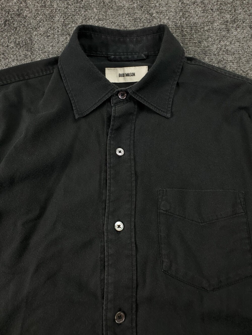 Buck Mason Draped Twill One Pocket Shirt Small Black Long Sleeve Button Up Solid - Picture 5 of 10